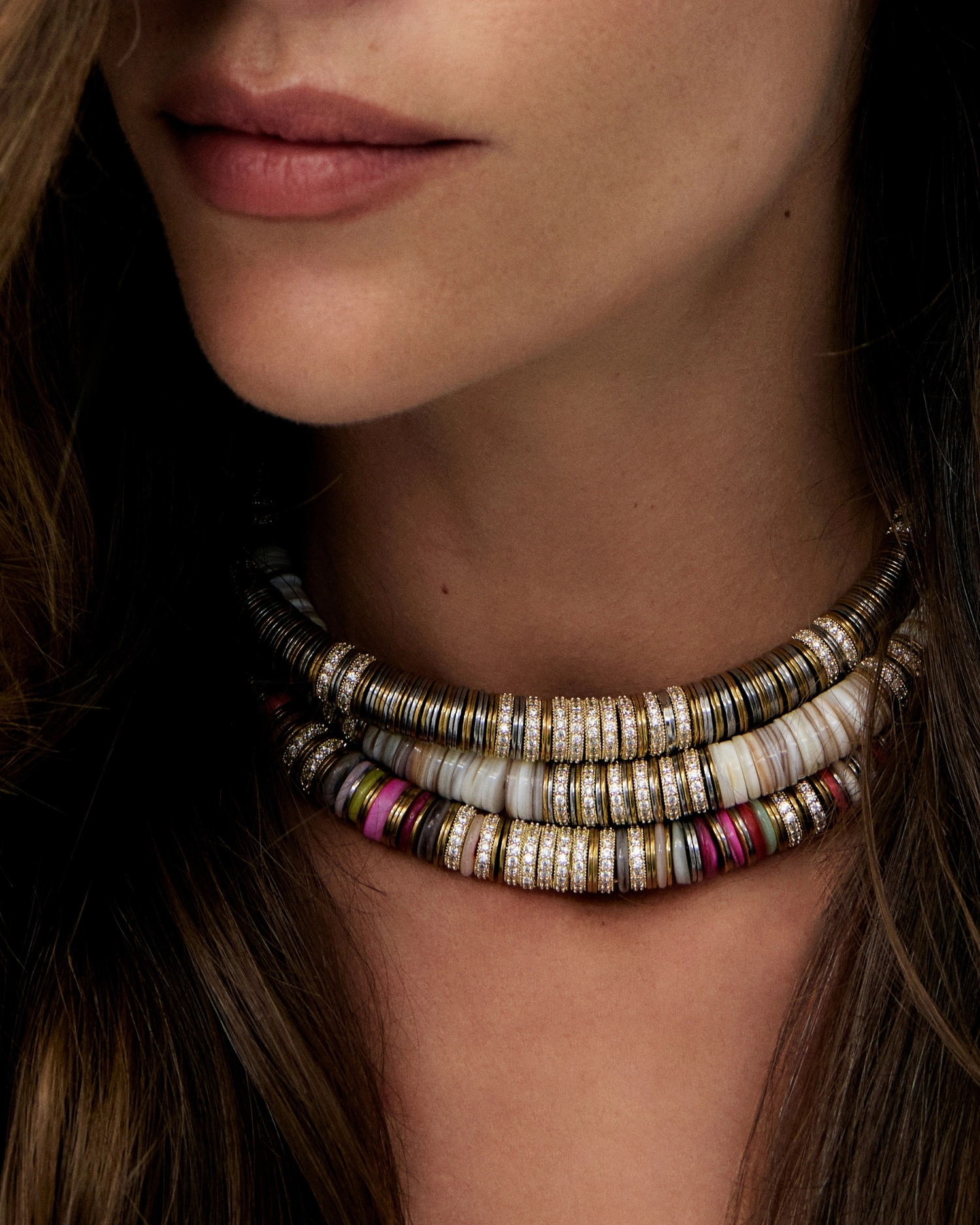 Collier Sculpt Rondelle Multicolore